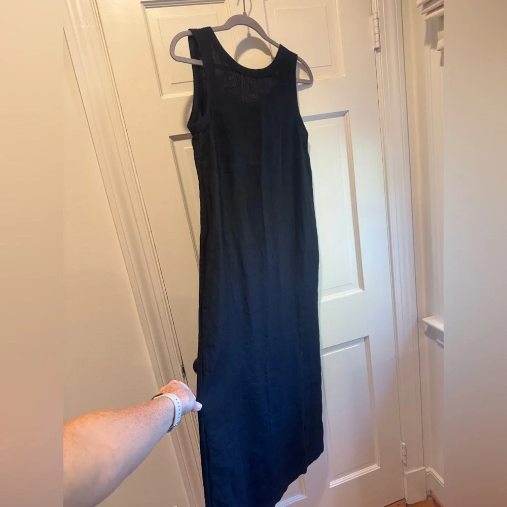 Sauths 100% Linen Carmen Black Sleeveless Maxi Dress - Picture 2 of 7